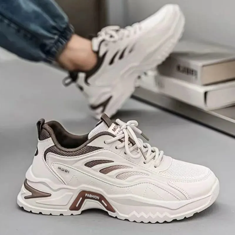 Homens tênis primavera verão respirável malha sapatos casuais plataforma chunky pai calçado rendas até caminhada tênis de corrida