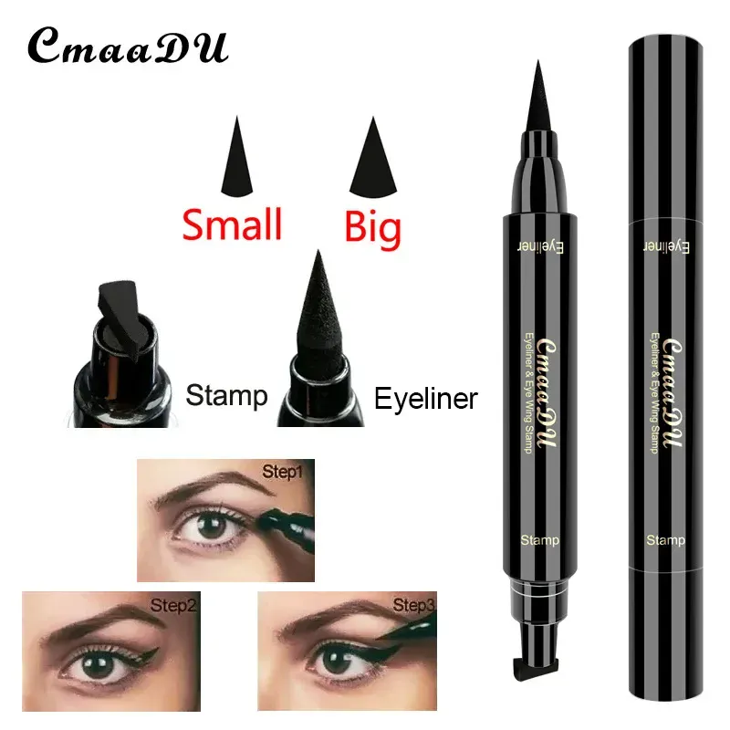 Delineador grande com vedação de duas cabeças, à prova d'água e de secagem rápida, delineador líquido preto, caneta de cola para cílios pequenos, maquiagem cosmética, 1 peça