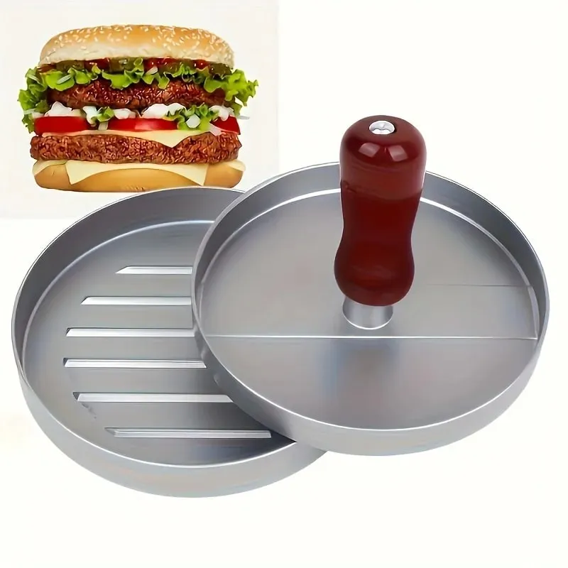 1PC Non-Stick Burger Press Patty Maker Metal Hamburger Mold for Beef Cheese Veggie Burger Making Suitable for BBQ Grill Cooking — image 3