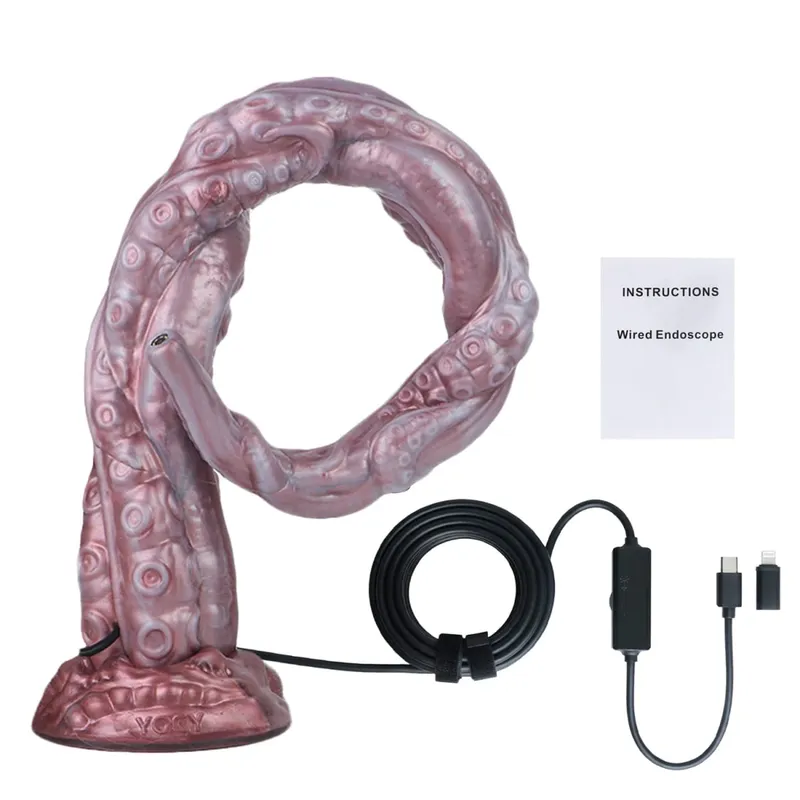 Plugue anal de silicone para câmera endoscópica, 3mp, hd, com 8 luzes led, visualização em tempo real, vibrador, ip68, à prova d'água, brinquedos sexuais para adultos
