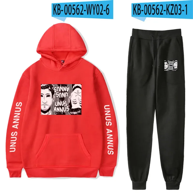 Popular Comfortable Unus Annus Print Sweatshirt Sweatpants Suit Hoodies+ Trousers Suit Boys/Girls 2 Piece Set Clothes