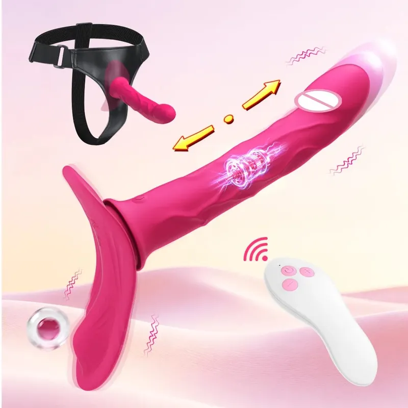 Empurrando vibrador de controle remoto vibratório cinta de silicone no vibrador g ponto wearable pegging calcinha vibradores brinquedo sexual para mulher — image 8