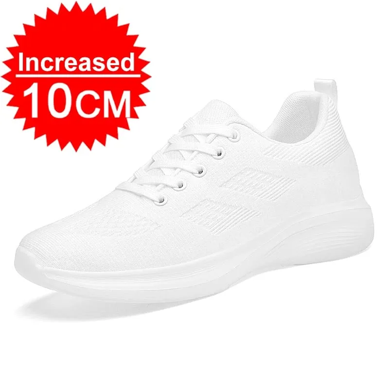Voando tecelagem respirável aumento 8/10cm altura invisível aumentando tênis casuais masculino todos os jogos antiderrapante sapatos de caminhada macios
