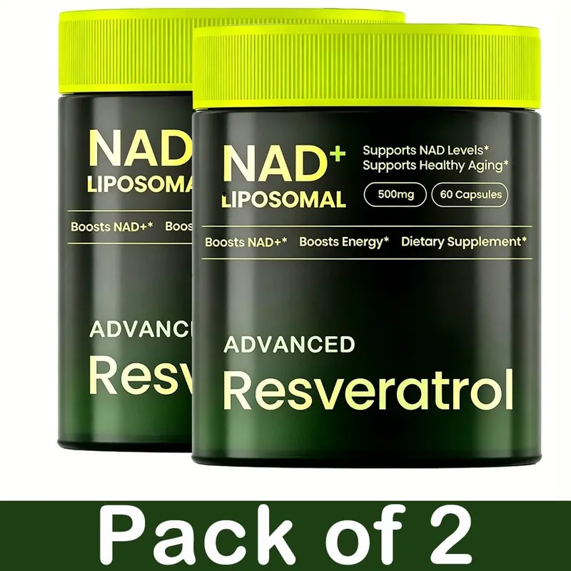 Liposomal NAD+ ADVANCED Supplement with Resveratrol - NAD Plus Capsules for Anti Aging Brain Function & Cell Regeneration
