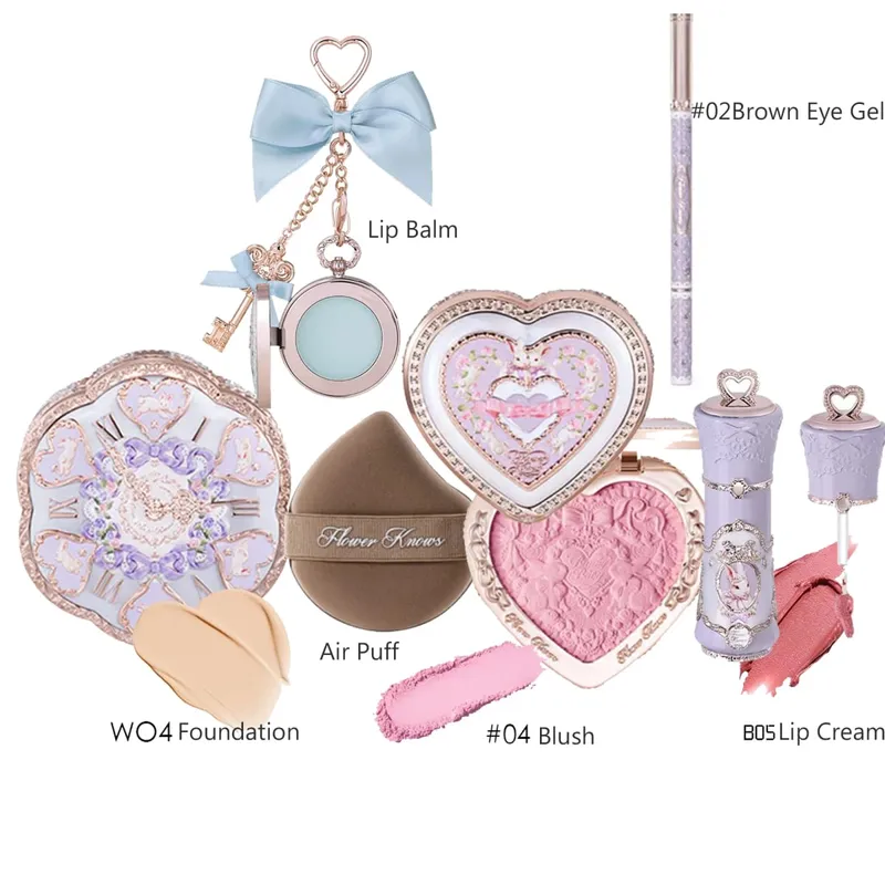 Flor sabe conjunto de maquiagem caixa completa cisne urso jardim coleção em relevo blush brilho batom kit fundação tudo em kit de maquiagem