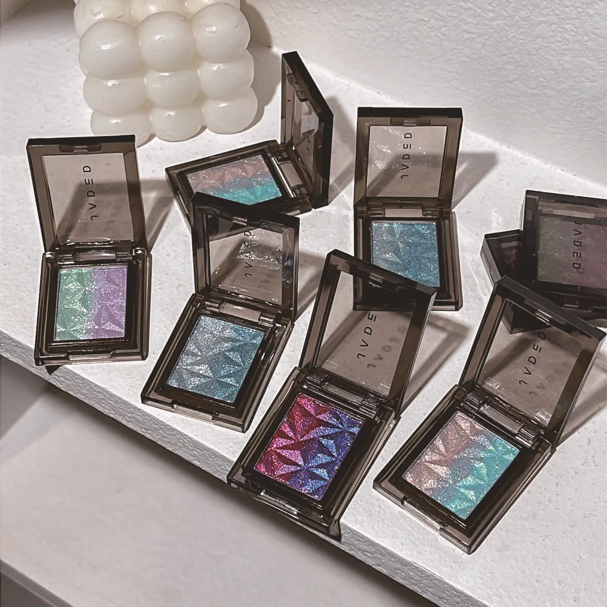 Paleta de sombra gradiente metálico prata azul punk esfumaçado sombra de olho altamente pigmentado pressionado roxo glitter olhos maquiagem paleta