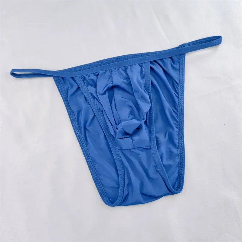 Ice Silk Briefs Men Underwear Solid Color Male Underpants Ultra-Thin Seamless Panties Thin Belt Low Waist
