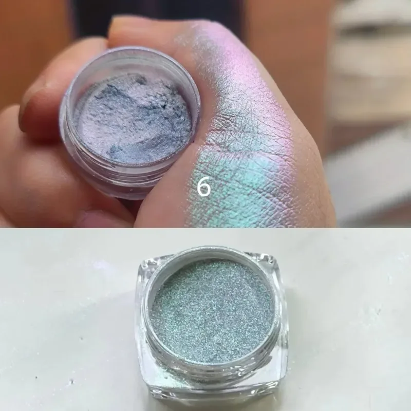 Glitter sombra em pó de longa duração cromo camaleão holográfico sombra em pó pigmento maquiagem dos olhos para mulheres cosméticos