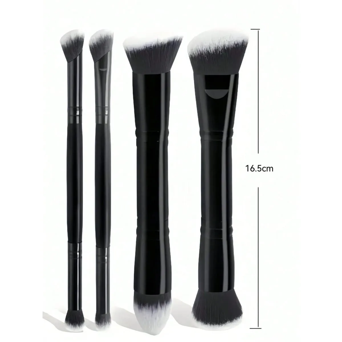 4-piece dual-ended multifunctional makeup brushes for the face portable dual-ended foundation brush contour brush loose powder brush blush brush eyeshadow brush nose shadow brush angled brush