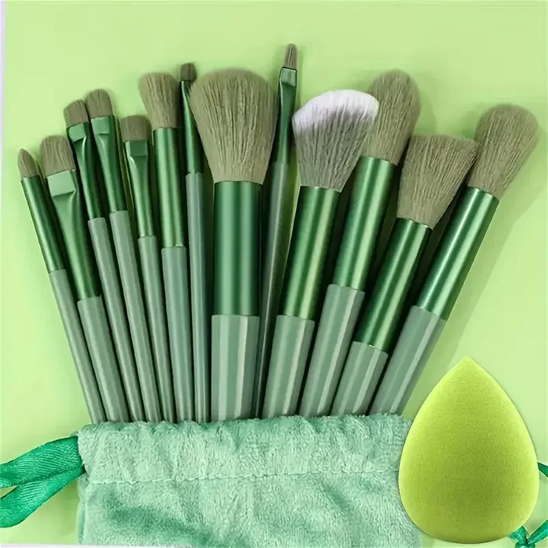 Conjunto de pincéis de maquiagem profissional, 13 peças, base, sombra, blush, pó, mistura macia, fofo, cosméticos, conjunto completo de ferramentas de maquiagem feminina