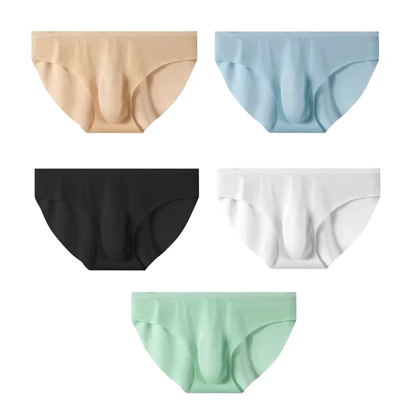 4pcs Men's Ice Silk Briefs Summer Transparent Seamless Sexy Quick-drying Trendy Breathable Underwear Ultra-thin Panties
