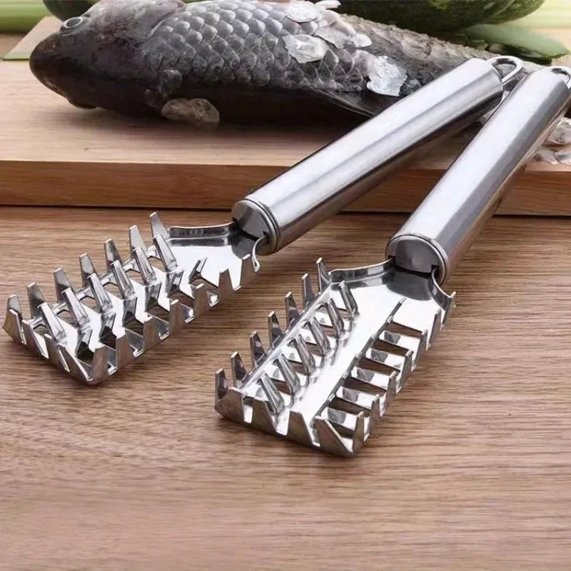 Fish Scaler Stainless Steel Premium Fish Scale Remover Integrated Casting Duty Sawtooth Fish Descaler Tool Fishes Scaler Tool