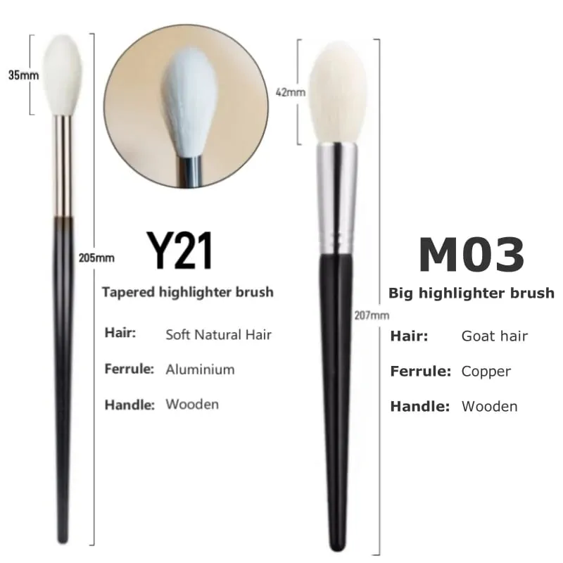 Pincéis de maquiagem cônicos, iluminador, cabelo de cabra natural, alta qualidade, liquidificador facial, ferramentas de pincel de maquiagem