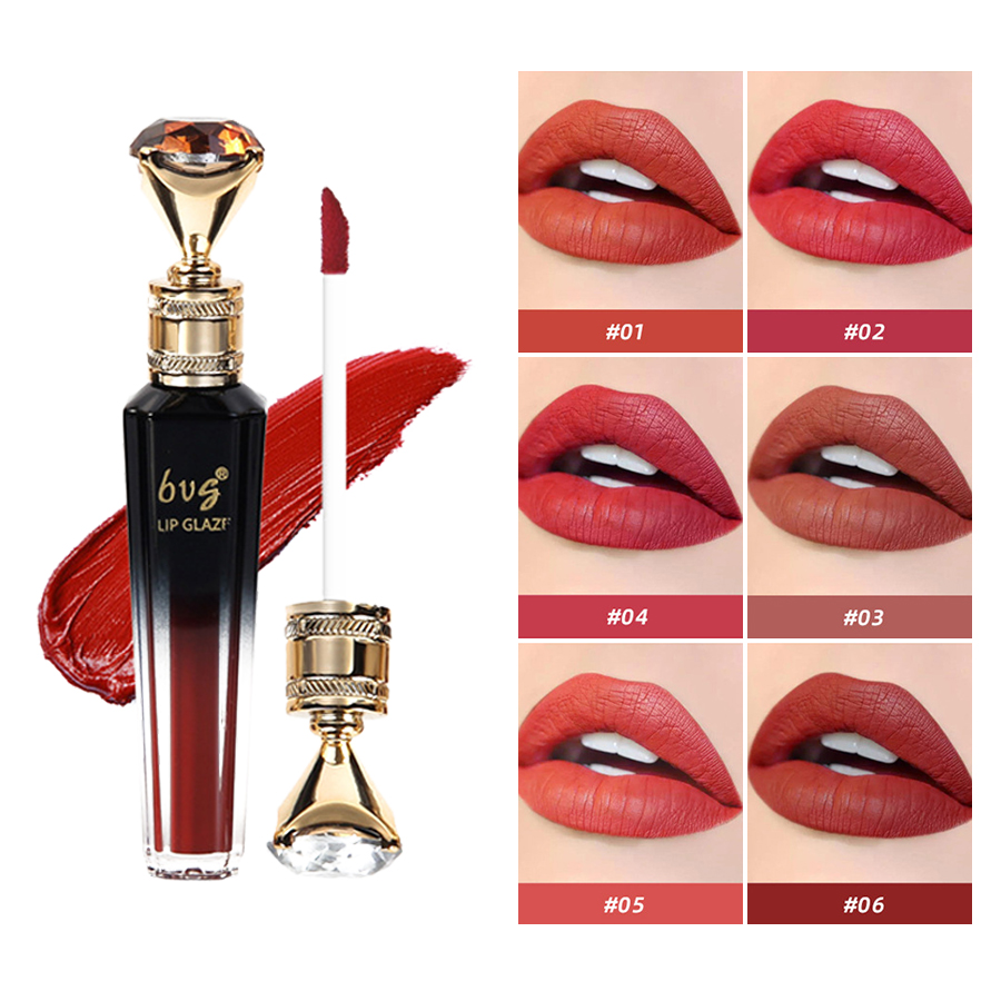 Brilho labial durável, hidratante, à prova d'água, não desbota, copo antiaderente, cor durável, veludo fosco, cosméticos para mulheres