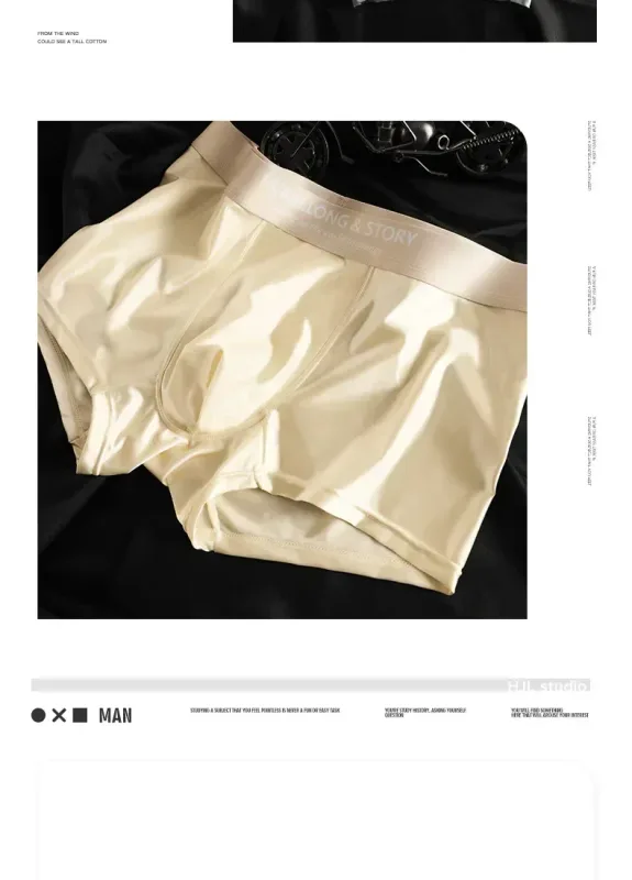 1/3 pçs masculino fresco gelo seda boxers shorts verão cetim-como sólida cuecas pele amigável malha respirável virilha roupa interior masculina