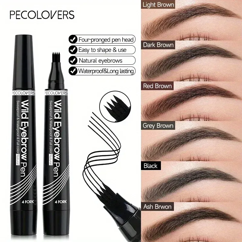 Lápis de sobrancelha natural à prova d'água 3 peças, maquiagem líquida fosca, duradoura, tatuagem de sobrancelha, cosméticos à prova de manchas