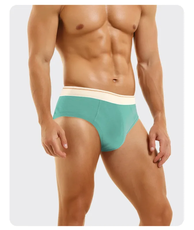 Cuecas triangulares masculinas de algodão puro, respiráveis ​​e confortáveis, cintura média, suaves e macias para a pele, cuecas adolescentes