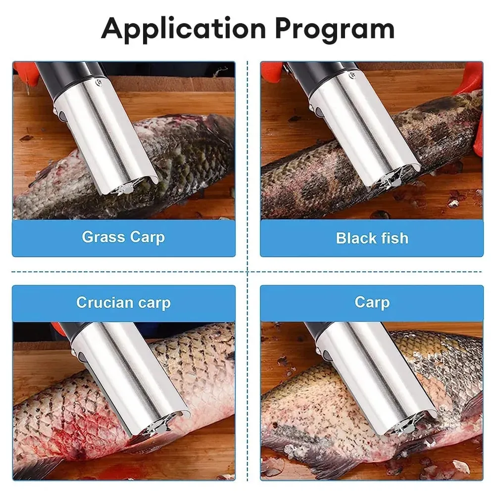 魚鱗器無線海鮮工具魚刮清潔器魚去除器清潔器無線便攜式電動魚鱗器去除器