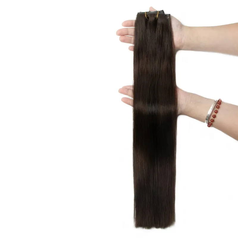 Feminino leve clipe em extensões 7 pçs conjunto invisível fita do plutônio trama injetado plutônio natural cabelo humano 12-24 polegada adicionando comprimento uso — image 7