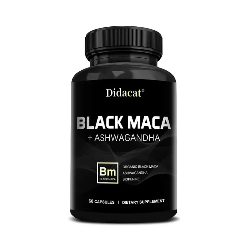 Organic Black Maca + Ashwagandha - High-concentration Black Maca Capsules for Men Supporting Strength Endurance and Vitality