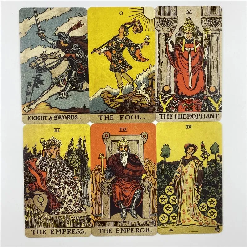 Baralho de cartas de tarô dourado, edição sem fronteiras, com guia de papel, visão em inglês, jogos de tabuleiro de adivinhação clássicos