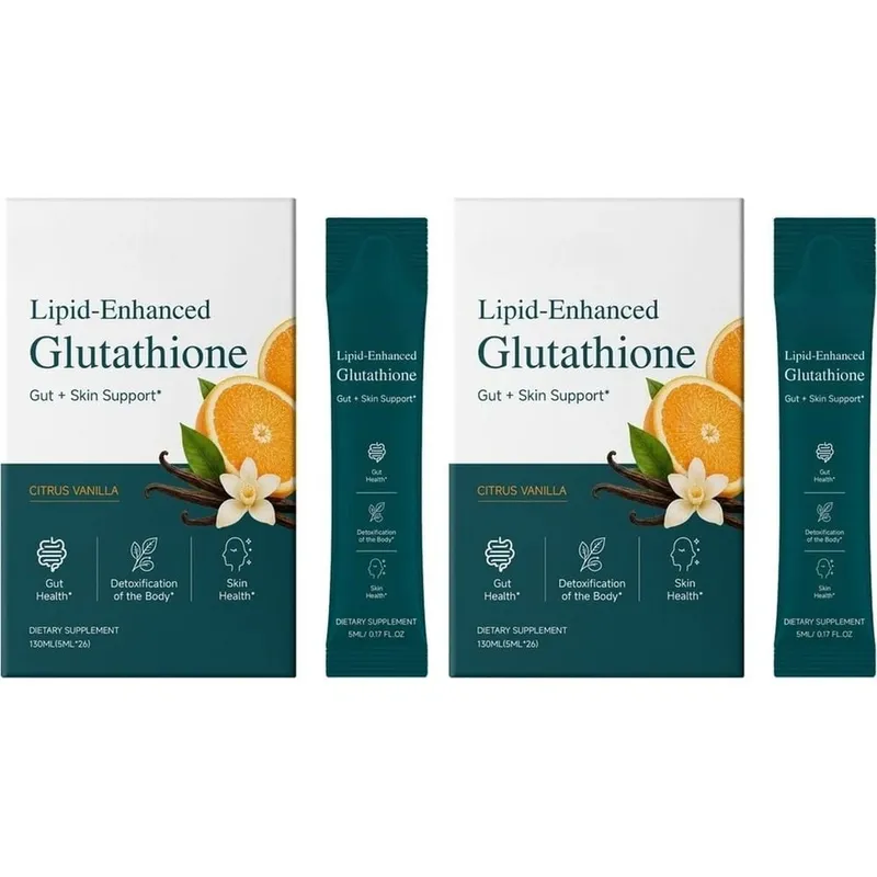 Pacotes de suplemento líquido de glutationa com lipídios aprimorados com baunilha cítrica apoiam a saúde intestinal e a saúde da pele 26 pacotes de 130ml