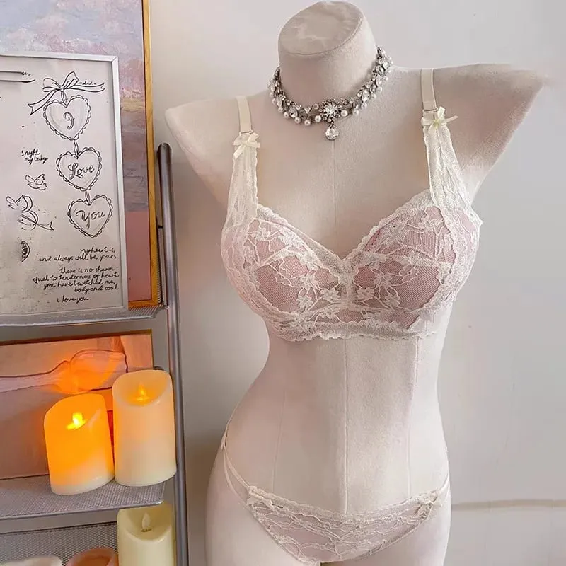 セクシーな BANERDANNI Halter Bow Lace Bra Acolchoado Push Up Sem Fio Sem Armação Interior Macio Lingerie Busto Pequeno Conforto Diário Wear`