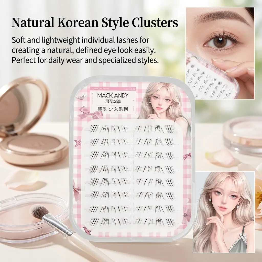 Extensões de cílios estilo sereia, 8 fileiras, manga, cílios inferiores finos, aparência natural, sem necessidade de cola, para ferramentas perfeitas de maquiagem dos olhos