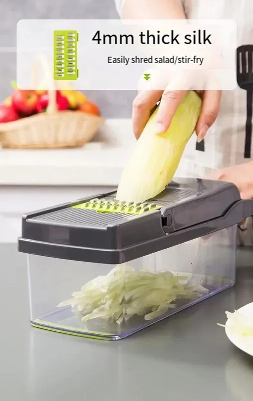 Cortador de vegetais multifuncional, ferramenta de cozinha 5 em 1, picador de alimentos para tomate, cenoura, queijo, cebola, fatiador portátil, ralador