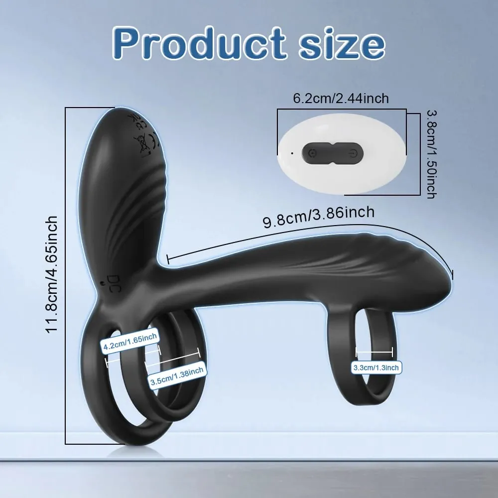 Vibrador duplo com controle remoto, anel peniano para homens, tempo de atraso, massageador de próstata, anéis penianos, brinquedo sexual vibratório para homens — image 6