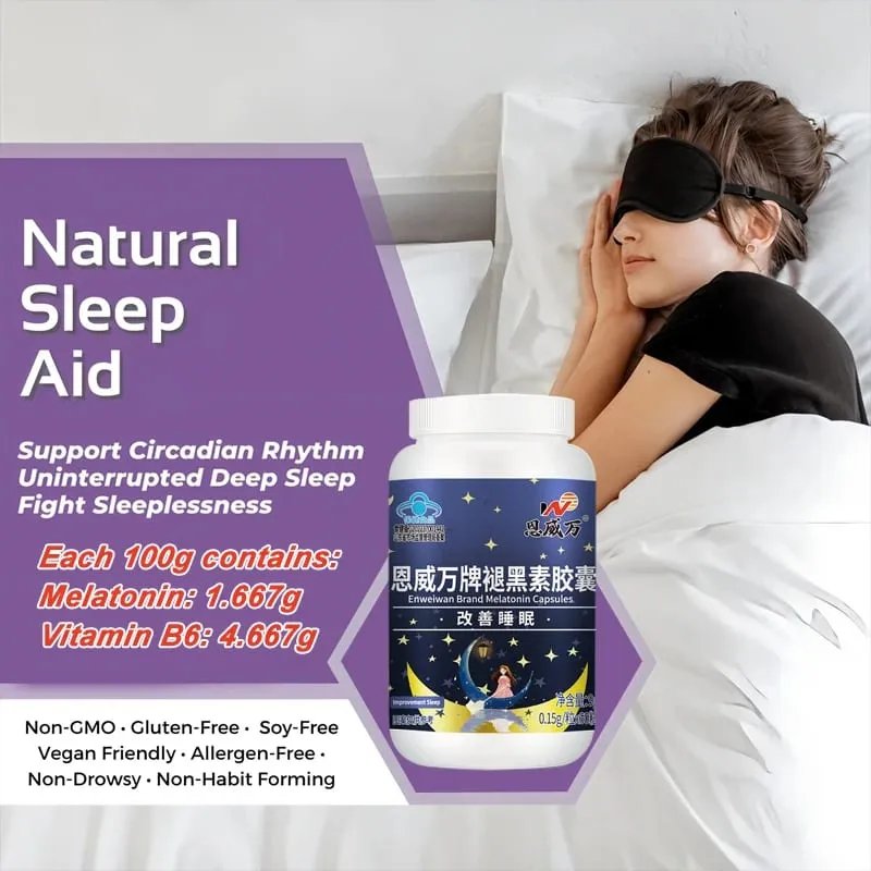 Cápsulas de melatonina para sono profundo e cognição cerebral, melatonina lipossomal de força extra com vitamina B6, efeito duplo, sono de qualidade