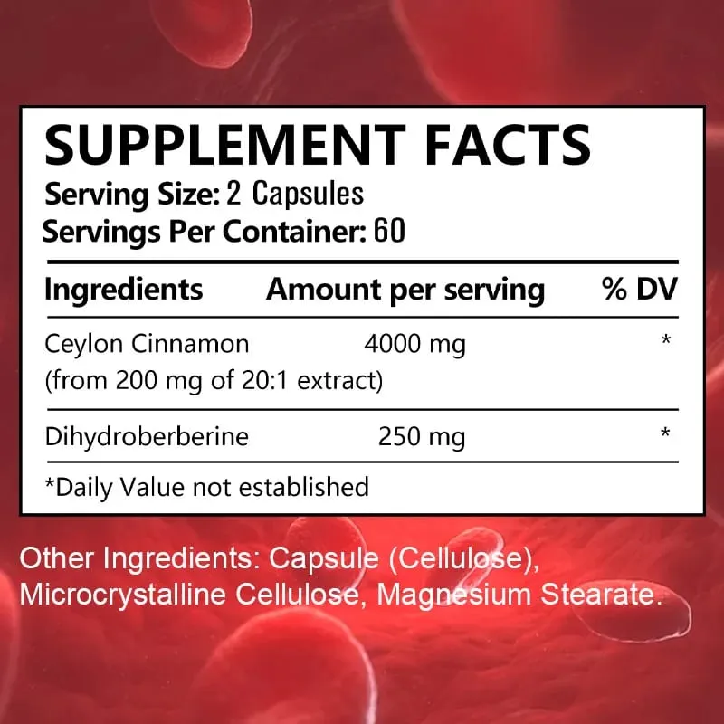 O antioxidante do extrato de canela do Ceilão melhora a circulação sanguínea, apoia a saúde cardiovascular, equilibra o açúcar no sangue