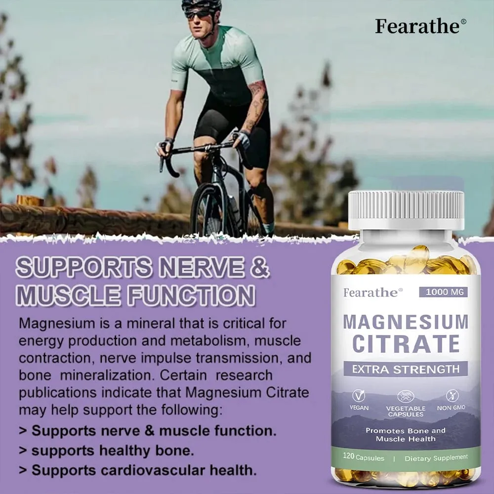 Magnesium Citrate 1000 Mg - Maximized Absorption Supports Muscle Nerve Bone Sleep and Heart Health - 120 Capsules
