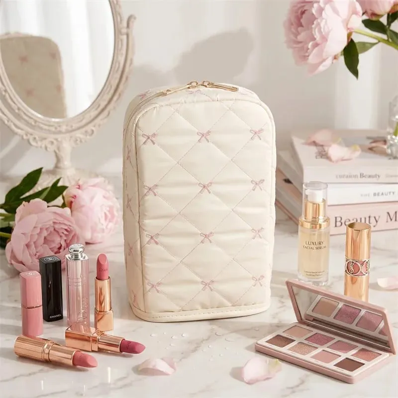 Bolsa de armazenamento para pincéis de maquiagem, grande capacidade, à prova d'água, couro pu, ferramentas cosméticas, organizador para pincéis de maquiagem, batons