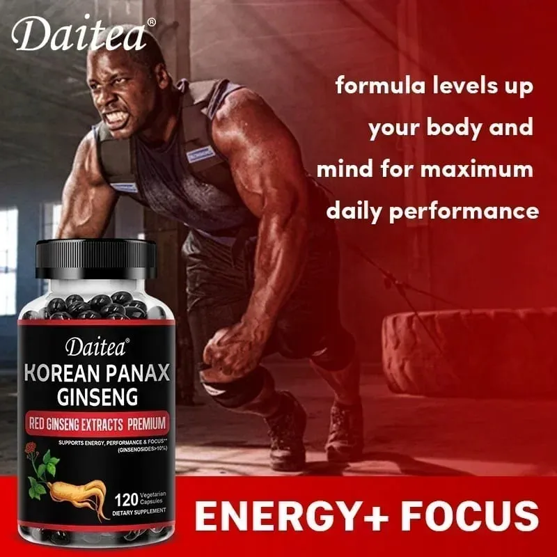 Cápsulas de ginseng vermelho coreano-1000 mg aumentam a resistência energética, o desempenho atlético e a força muscular apoiam a saúde imunológica