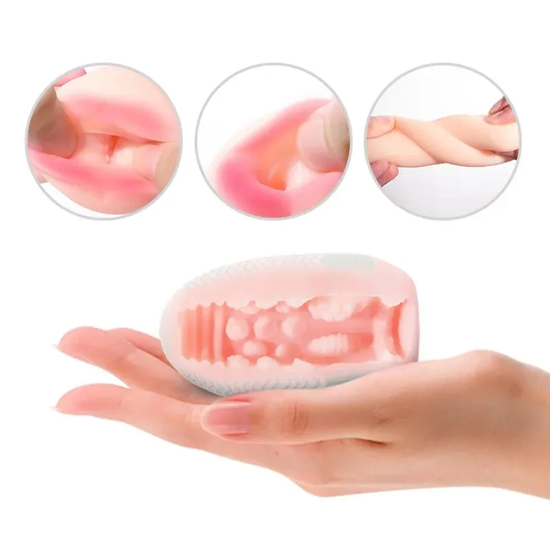 Copos masturbador ovo portátil estimulador pênis massageador de borracha macia adulto brinquedos sexuais para homens realista vagina bolso buceta