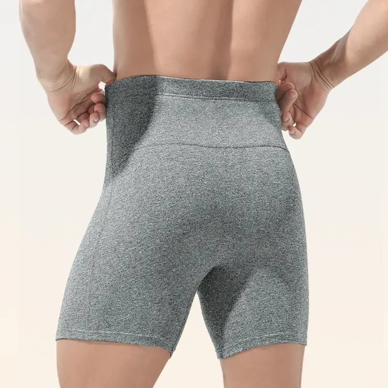 Men's High Waisted Belly-Control Underwear Plus Fat Plus Size Anti-Wear Leg Waist Protection Warm Fleece-Lined Thickeneded Sport