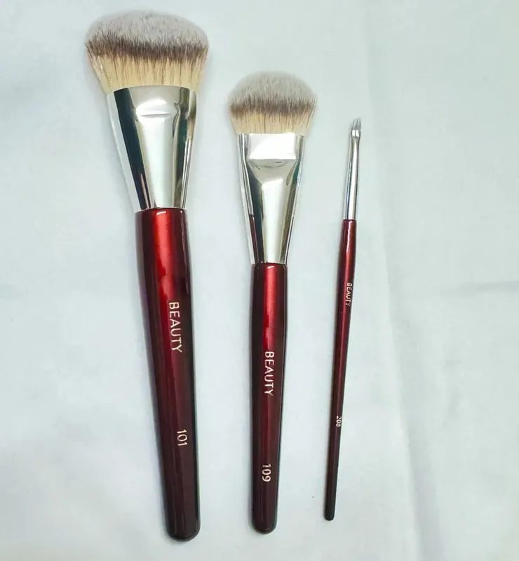 Pincéis de maquiagem para base com contornos, 1 peça, 101, base líquida, corretivo, pincel de maquiagem, cabo de madeira vermelha, ferramentas cosméticas 506 — image 19