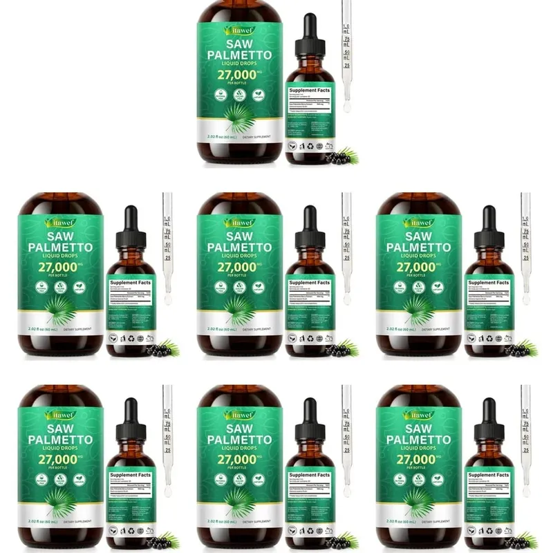 Itawel Saw Palmetto Gotas Líquidas Suporte à Saúde da Próstata Função Urinária Suporte OGM Livre de Parabenos Livre de Açúcar Vegan 60 ML