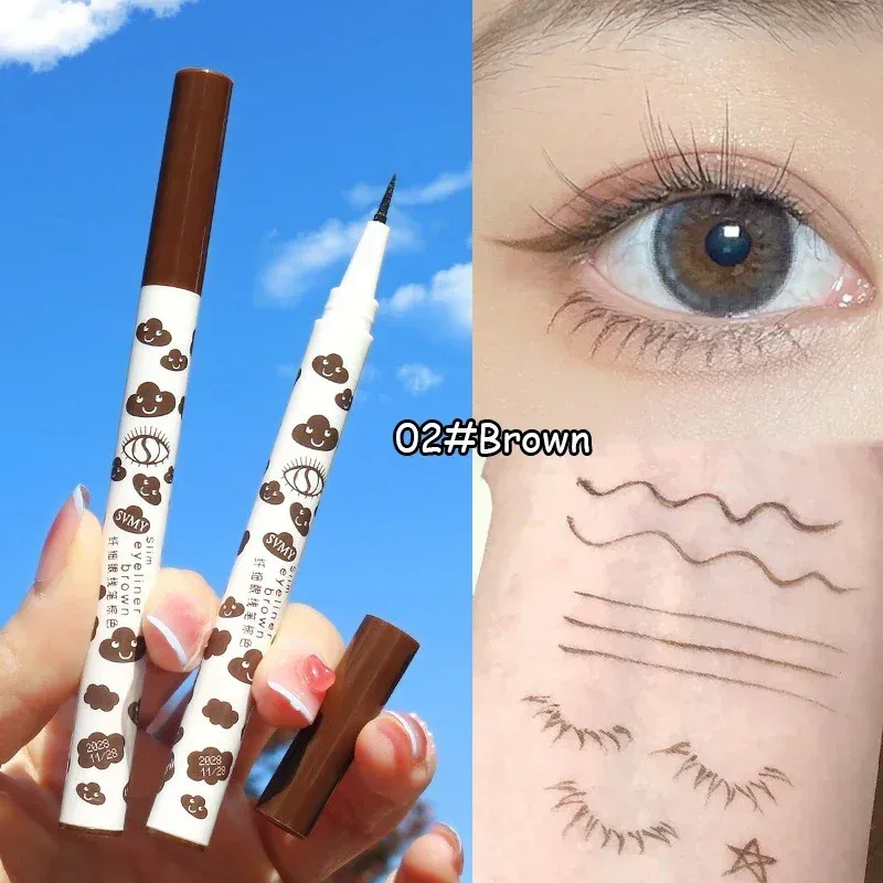 Caneta delineadora líquida ultrafina, natural, fosca, à prova d'água, secagem rápida, cílios inferiores, caneta de bicho-da-seda, pigmento alto, ferramenta de maquiagem suave para os olhos