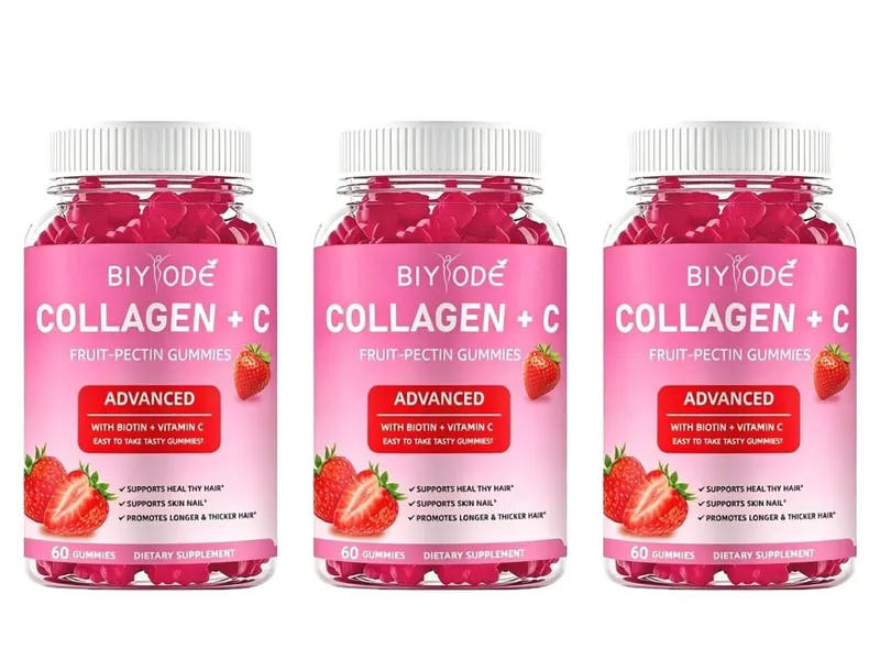 Gomas de Colágeno + C Frutas-Pectina com Vitamina C Antioxidante Natural Suporta Cabelo, Pele e Unhas Saudáveis 60 Gomas — image 9