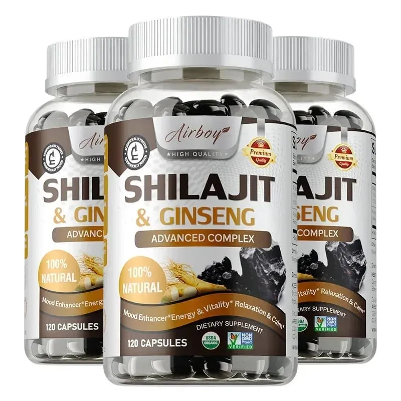 Shilajit e Ginseng - Suporte de energia e vitalidade, melhora a clareza mental, suporte imunológico, aumenta a resistência, crescimento muscular