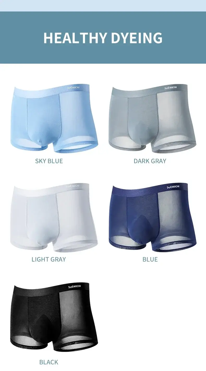 Miiow 3 pçs fino gelo seda boxershorts masculino grafeno antibacteriano homem roupa interior respirável calcinha masculina boxers briefs troncos