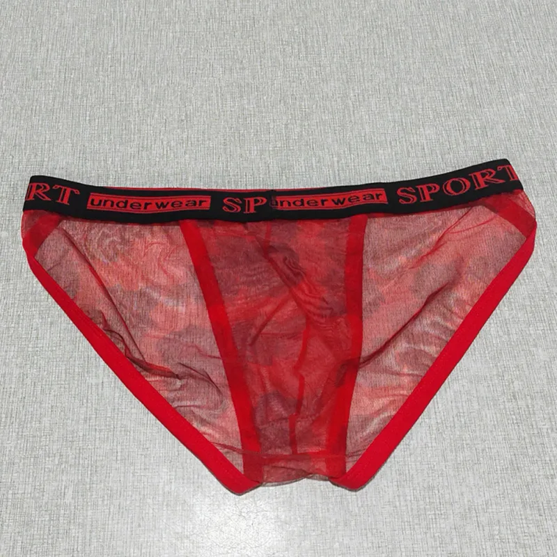 1pc masculino rosa impresso briefs alta perspectiva garfo roupa interior sexy malha pura calcinha respirável confortável cuecas