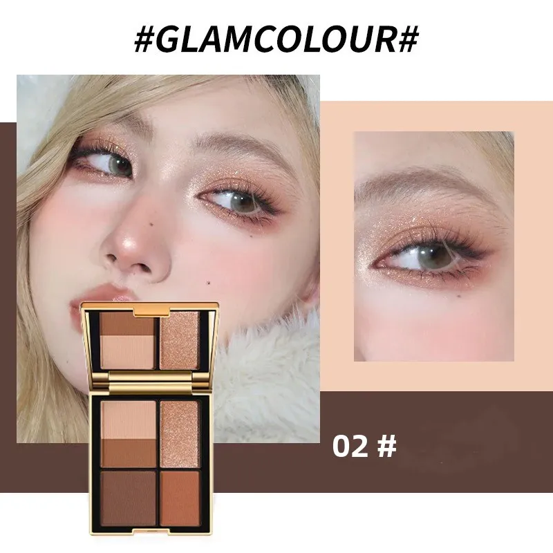 Versátil paleta de sombras mágicas de 5 cores, tons marrons, acabamento brilhante fosco, kit de maquiagem de olhos de longa duração para todas as idades