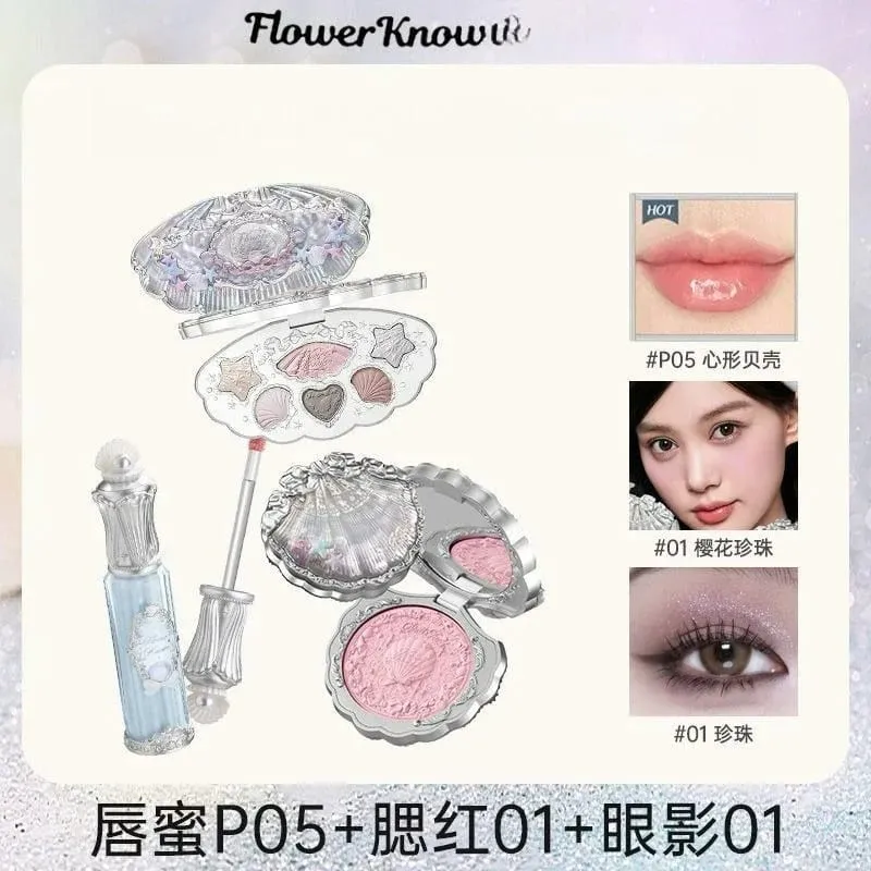 Flower Know Shells Jewel Collection Conjunto de maquiagem para presente sombra blush batom kit facial