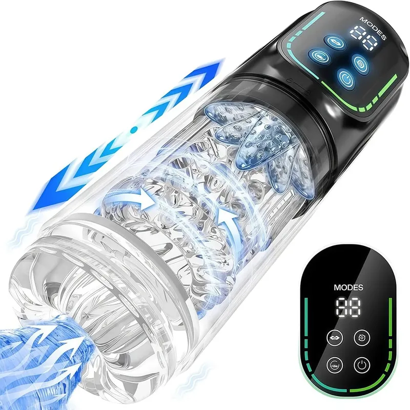 Copo de masturbação masculino automático, rotação de impulso, masturbador masculino, sucção, bomba peniana de bolso real, brinquedos sexuais