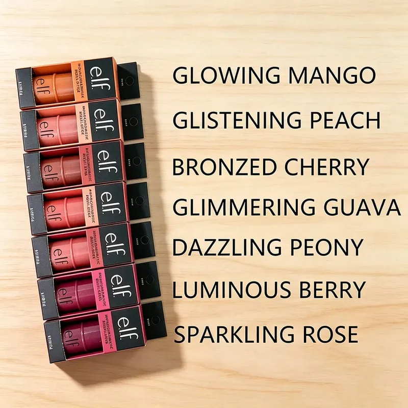 Elf bastão de blush multiuso três em um, alto brilho, contorno natural, maquiagem nude para lábios e bochechas