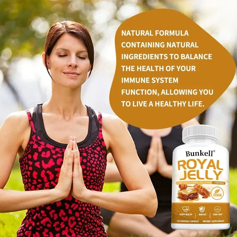 Royal Jelly 1995 Mg - Antioxidante de suporte articular apoia a saúde cardiovascular do sistema imunológico - Fórmula sem glúten não OGM