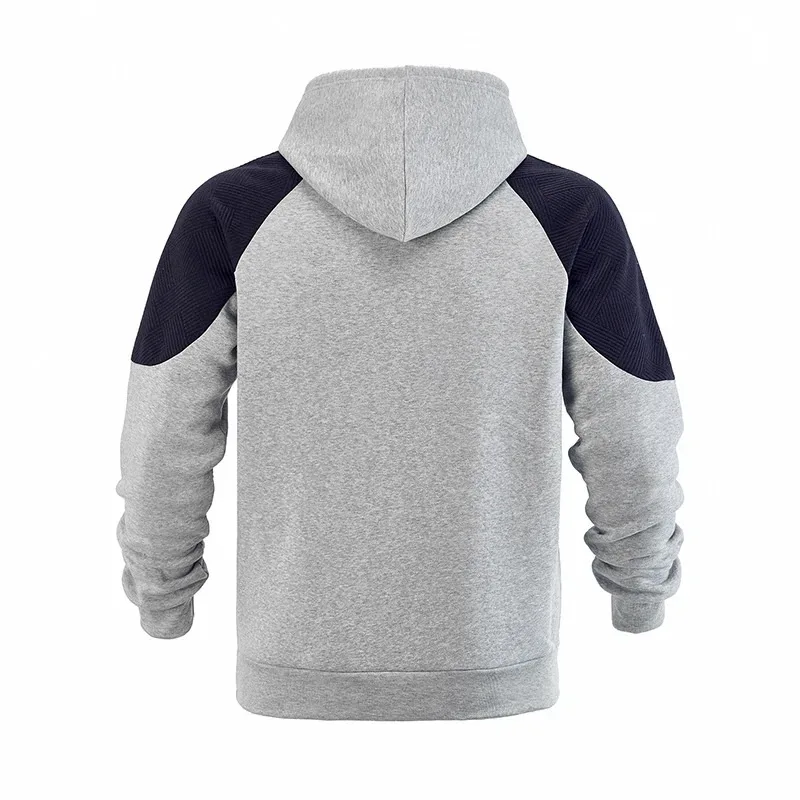 Autumn Winter Men Color Block Raglan Hoodie Textured Chest Panel Drawstring Kangaroo Pocket Loose Casual Streetwear Sweatshirt